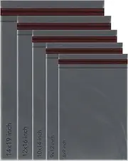 iSOUL 50 Mixed Grey Mailing Poly Postal Self Seal Bags 5 Sizes 10 from Each Small to Large Mailing Bags Postage Packaging Assorted Mailers Posting Shipping Post Parcels Package Bags