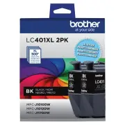 Brother LC401XL High Yield Black Ink Cartridges 2 Pack for Inkjet Printers