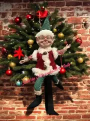 Modern farmhouse Christmas Leprechaun Elf Fairy Shelf Sitter Posable Ornament