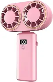Portable Handheld Fan | Electric Fan Handheld | Two Head Cooler with Rechargeable 5-Speed Lightweight for Festival Outdoor Hiking Travel Beach Camping Sports School Gym