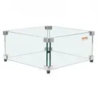 For Square Glass Wind Guard for Fire Pit 493mm Tempered Glass Shield with