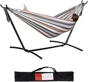 Hammock Double Hammock with Space Saving Steel Stand Included 2 Person Heavy Duty Outside Garden Yard Outdoor 450lb Capacity Lightweight