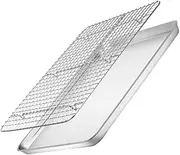 VERDANVERSE 1Set Stainless Steel Baking Tray with Cooling Rack Flat Bottom Pan for High Temperature Cooking Easy to Clean Dishwasher Safe Food Grade Materials