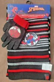 Spider-Man Boys Winter Hat and Scarf Set ~Boys One-Size Marvel Comics NEW w tags