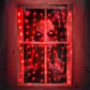 ANPHSIN Halloween Window Cover Ghost Curtain With Lights - Scary Window Window