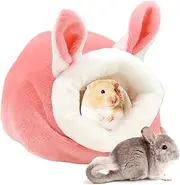 Furtryvl Chinchilla Hut - Bunny Ears-Style Hamster Winter Warm Nest House,Cotton Hedgehog Supplies, Removable Small Animal Plush Sleeping Bed for Ferret/Bunny