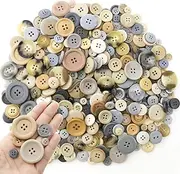 TCOTBE 600 Pcs Resin Buttons Assortment - Light Brown, Gray, Tan Craft Buttons for Sewing & DIY Crafts - Bulk Assorted Sizes