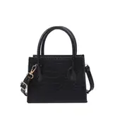 Women Small Crossbody Bag Faux Leather Shoulder Handbag Classic Crocodile Pattern Zipper Solid Purse