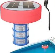 Solar Ionizer for Pool - Solar Powered Water Cleaner Pool Ionizer - Water Purifier with Copper Ionization, Multi-Color LED Lights, Cleaning Supplies