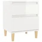 Bedside Cabinet High Gloss White 40X35x50 Cm Wood Bedside Tables