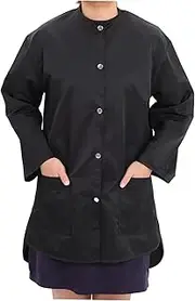 FRCOLOR Salon Labour Suit Sleeve Work Clothes Lightweight Breathable Quick-Drying Uniform for Hair Salon Professionals Black Design