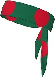 [YANYU] Flag of Bangladesh Print Sports Head Tie Sweat Wicking Head Tie Quick Dry Adjustable for Men and Women