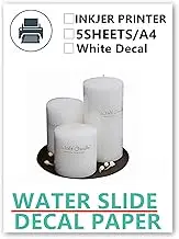 5sheets Inkjet Printer Waterslide Decal Paper White Transfer Paper for Handmade Craft Candle Glass Decoration A4