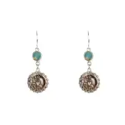 VIRGINS SAINTS & ANGELS VSA Magdalena Sacred Heart Earrings Silver&Pacific Opal
