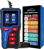 DH300-4 OBD2 Scanner Code Reader Scan Diagnostic Tool, Enhanced Check and Reset Engine Light Fault, DTC Lookup I/M Readiness Crangking&Charging System Test for OBDII Cars After 1996