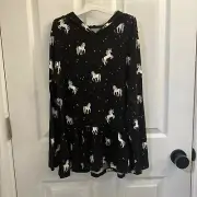 Rumi + Ryder Pullover Long Sleeve Size Large (12-14) Black Unicorn Graphic NWT