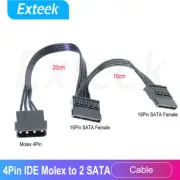 4 Pin IDE Molex to 2 SATA 15 Pin Power 1 Male to 2 Female Cable Splitter Adapter