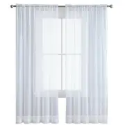 2 Panel Sheer Curtains Rod Pocket Window Sheer Voile Curtain Bedroom 140cmx213cm