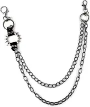 [Healeved] Unisex Punk Heavy Duty Pants Chain for and Keys Durable Dual Trousers Chain Decoration with Spikes Stylish Accessory for Men and Women