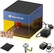 SCULPFUN iCube Pro 5 W Laser Engraver Laser Cutter, Laser Engraving Machine with Dedicated Honeycomb Laser Bed and Air Pump, High Accuracy Focus with Smoke Filter, BT Connectiong, 130 * 130 mm