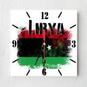 Libya Flag Wall clock patriots Wooden Tile Watch Support Décor