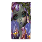 Fine Art the Language of Flowers Irises Girl Beach Towels Medium Large Extra Large