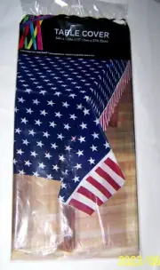 4th Of July Tablecloth Plastic 54x108" Disposable Patriotic Table Cloth