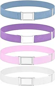 [Wenxiaw] Pack of 4 Stretch Children's Belts, Elastic Belt Children's Belt for Children with Square Buckle Adjustable Children's Belt for Children's Dresses for Boys Girls Jeans Shorts Trousers Dress,