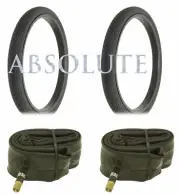 PAIR OF BLACK BICYCLE INNOVA SEMI-SLICK TIRES W/TUBES IN 20 X 1-3/4 BRICK TREAD.