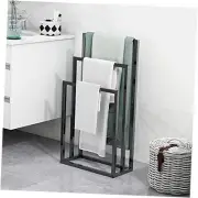 3 Tiers Black Metal Towel Rack Chrome Tall Industrial Modern Freestanding