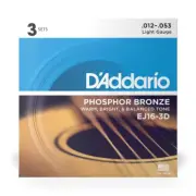 D'Addario EJ16-3D Regular Light 12-53 Phosphor Bronze Acoustic Guitar String 3 P
