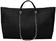 [Generic] Tote Bags Women Canvas Bag Chain Large Capacity Tote Bag Portable Shopping Bag Handbag