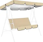 Swing Cushion, 3 Seater Anti-UV Patio Swing Cushion with Canopy, Anti-UV Frame 3-Person Outdoor Swing Chair, 59x20x4in Waterproof Dustproof Swing Chair Protector for Courtyard