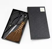 Wazakura Japanese Bonsai Garden 3PCS Tool Starter Kit, Made in Japan, Traditional Bonsai Scissors, Stainless Tweezers with Rake, Chinese Broom. Beginner Set wit Tweezers, Shears and Brush