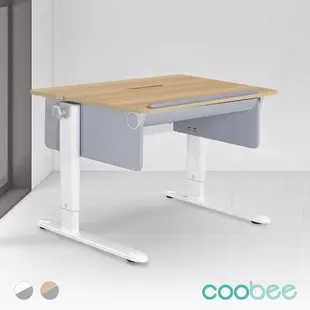 【SingBee 欣美】寬93cm CB-501 雙板型成長機能桌-木紋/白色 (書桌 兒童書桌 升降桌)