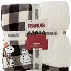 Peanuts Snoopy Black White Buffalo Checkered Plaid Throw Blanket 50" x 70"