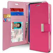 Goospery Apple iPhone 13 Pro Rich Diary Wallet Flip Case Leather Card Slots Magnetic Cover(Hot Pink) IP13P-RIC-HPINK