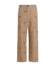 graphic-print cotton trousers L Brown