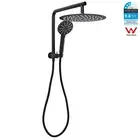 Round 8/10/12/16'' Rain Shower Head HandHeld 2 In 1 Gooseneck Wall Arm Black