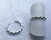Adjustable Sterling Silver Pattern Toe/Pinky/Finger Ring 925 - 170A8