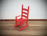 Dollhouse Rocking Chair Wood with Red Finish Classic Style 1:12 Scale Christmas