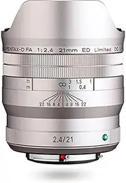 HD PENTAX-D FA 21mmF2.4ED Limited DC WR Silver Ultra-Wide-Angle Prime Lens [for use with Full Frame DSLR ] [Machined Aluminium Lens Barrel]