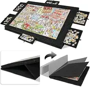 HOOMFIT 1500 Pieces Tilting & Foldable Puzzle Table with 6 Drawers & Cover,Lightweight & Adjustable Angle Puzzle Table Suitable for All People