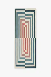 75' x 215' | Machine Washable Runner Rug | Kid & Pet Friendly | Indoor Rug | Op Art Teal Rug by Jonathan Adler | Ruggable