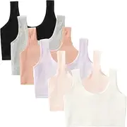 [FEOYA] Girls' Cotton Bra Without Underwire Sports Bra Girls Sports Bra Top 8 Years - 14 Years Pack of 4, 5pcs b, Small