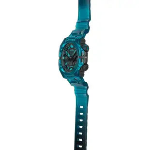 【CASIO 卡西歐】G-SHOCK 機械潮流 藍芽連線 防水 運動雙顯錶 GA-B001G-2A 半透明藍 台南 時代