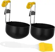 ROMISBABA Non-Stick Egg Mould Set of 2 for Breakfast Sandwich Griddle Round Small Stainless Steel Poached Portable Frying Egg Tool