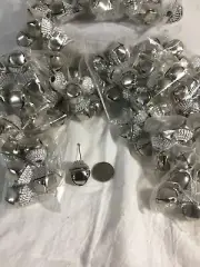 Bells Jingle Craft LOT 135 Shiny Silver Bells Ornate Top 20mm 3/4" Metal