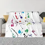 ZaKhs Abstract Paint Splashes Print Flannel Throw Blanket Super Soft Warm Comfortable Fleece Throw Blanket Soft Sofa Throws For Couch Travel Bedroom Accessories 80"X60"
