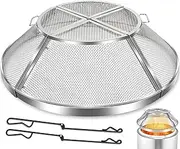 Fire Pit Spark Screen for Solo Stove Bonfire Cover 19.5inch,Stainless Steel Fire Pit Spark Shield Protector Guard, Outdoor Fire Pits Mesh Screen Top Accessories Heavy Duty-Silver